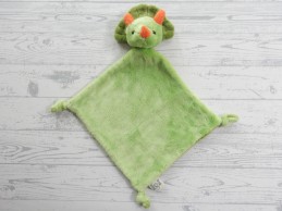 Nature Planet knuffeldoek velours groen oranje dinosaurus Triceratops