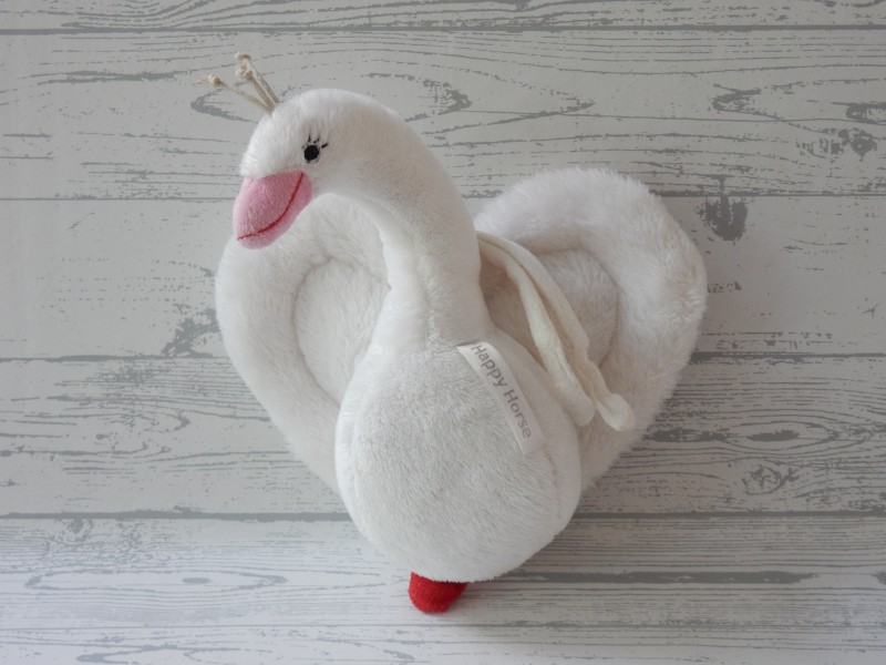 Happy Horse muziekknuffel velours wit roze rood zwaan Sophie