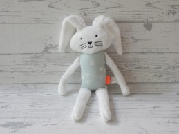 Hema baby knuffel slungel velours wit grijs groen Konijn