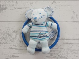 Tiamo rammelaar ring velours blauw wit gestreept muis Mike