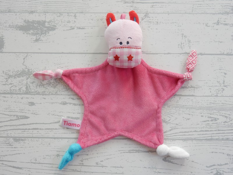 Tiamo knuffeldoek velours roze lichtroze ster paard Pollie