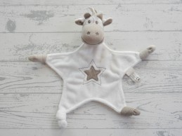 Tiamo knuffeldoek velours wit beige bruin ster Giraffe Gino