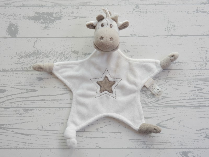 Tiamo knuffeldoek velours wit beige bruin ster Giraffe Gino