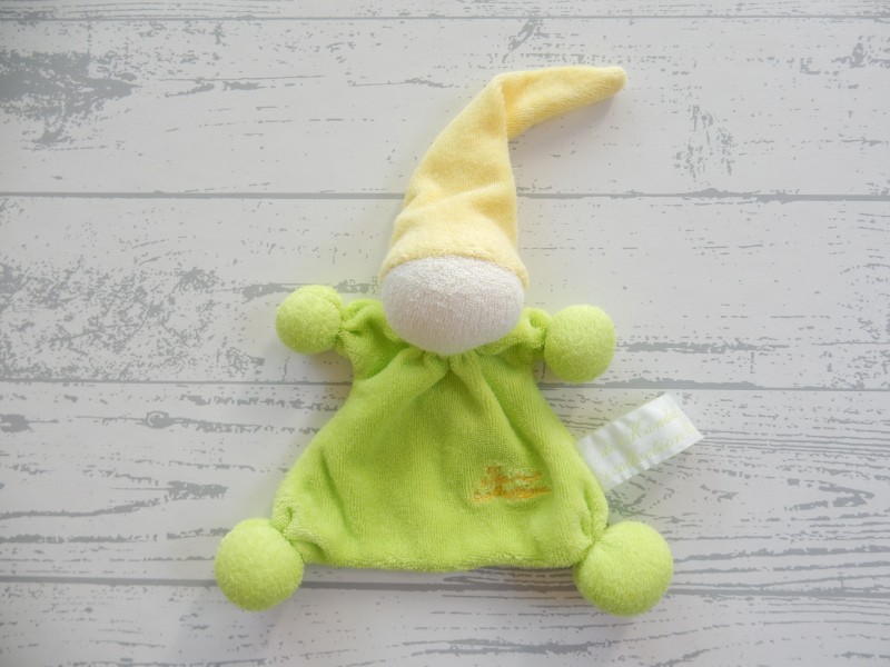 Tiamo de Kandeel lappenpopje badstof groen geel mutsje