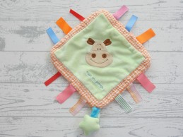 Tiamo knuffeldoek velours groen oranje geruit nijlpaard Harry Hippo