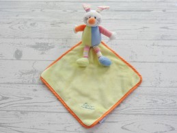 Tiamo knuffeldoek velours groen oranje roze gestreept konijn Bets Bunny