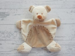 Nicotoy knuffeldoek velours ecru bruin kruisjes beer