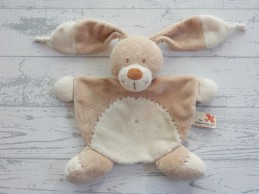 Nicotoy knuffeldoek velours beige bruin ecru kruisjes konijn