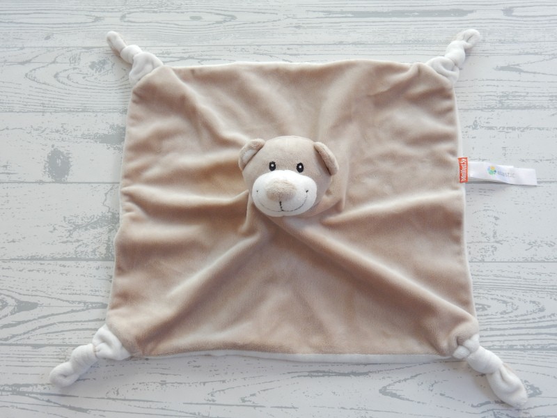 Minifeet knuffeldoek velours beige bruin wit beer