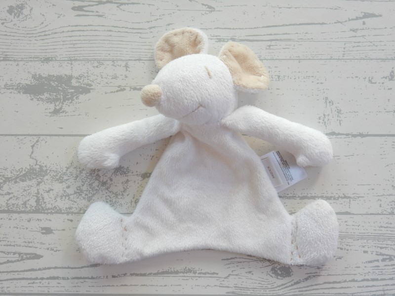 Mexx knuffeldoek velours wit ecru beige knisper Muis