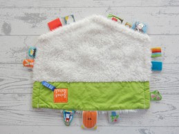 Label Label knuffeldoek velours wit groen boerderij labels