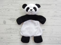 Difrax platte knuffel knuffellap velours zwart wit panda Pau-li
