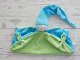Difrax knuffeldoek softdoek velours blauw limegroen groot