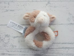 Little Dutch knuffel rammelaar velours fluffy ecru bruin koe Little Farm
