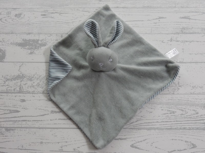 Bambino knuffeldoek velours groen wit gestreept konijn