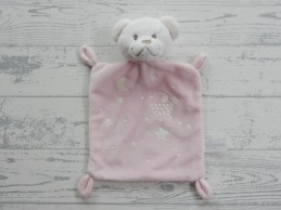 Nicotoy knuffeldoek velours wit roze maan sterren vogel beer