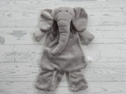 Difrax platte knuffel knuffellap velours grijs Olifant Elliot
