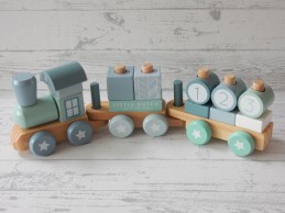 Little Dutch Tiamo houten blokkentrein blauw