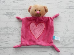 Lief! Lifestyle knuffeldoek velours fuchsia roze hart Beer