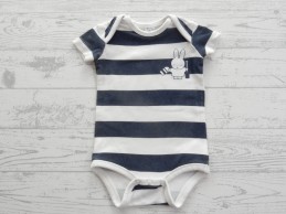 Nijntje romper korte mouw wit donkerblauw gestreept maat 50-56