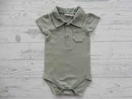 Flinq newborn romper korte mouw groen kraagje maat 62