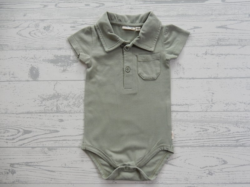 Flinq newborn romper korte mouw groen kraagje maat 62