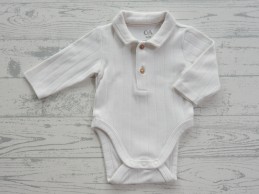 C&A baby romper lange mouw kraagje off-white streep maat 50-56