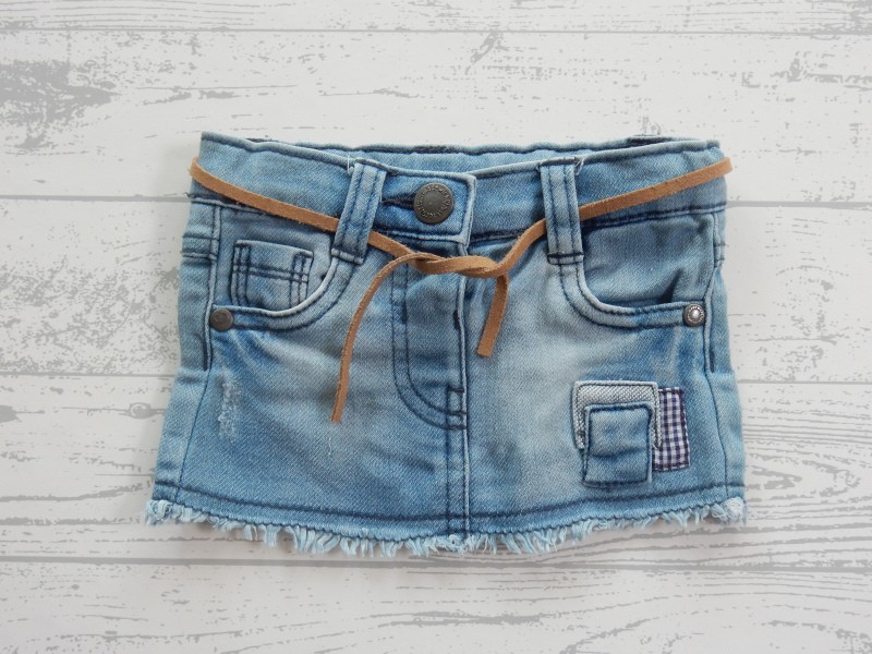 Prenatal spijkerrok blauw bruin riempje maat 56