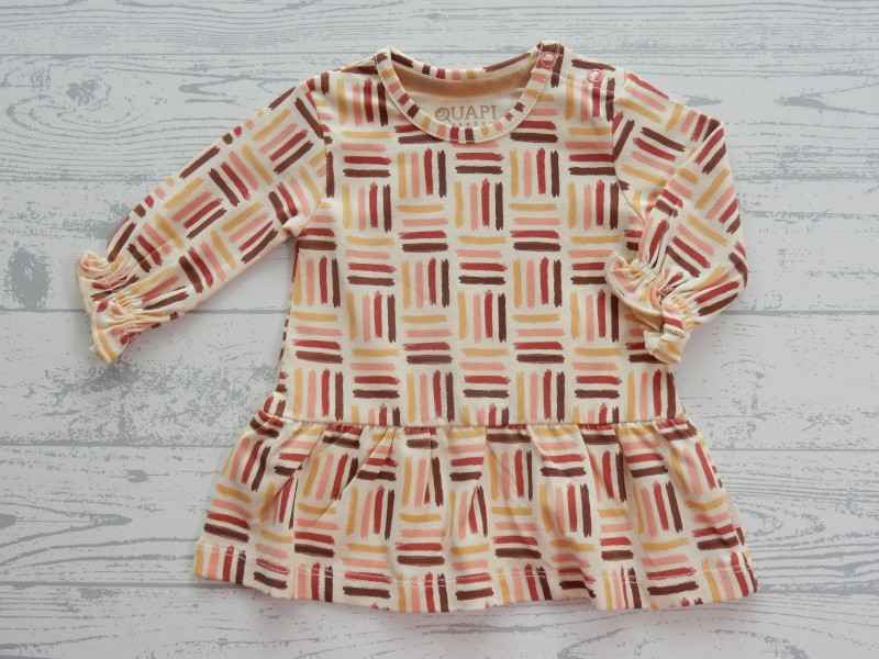 Quapi jurk beige geel bordeaux bruin stripes maat 50