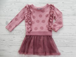 Baby blue jurk tule rok wijnrood roze maat 68-74