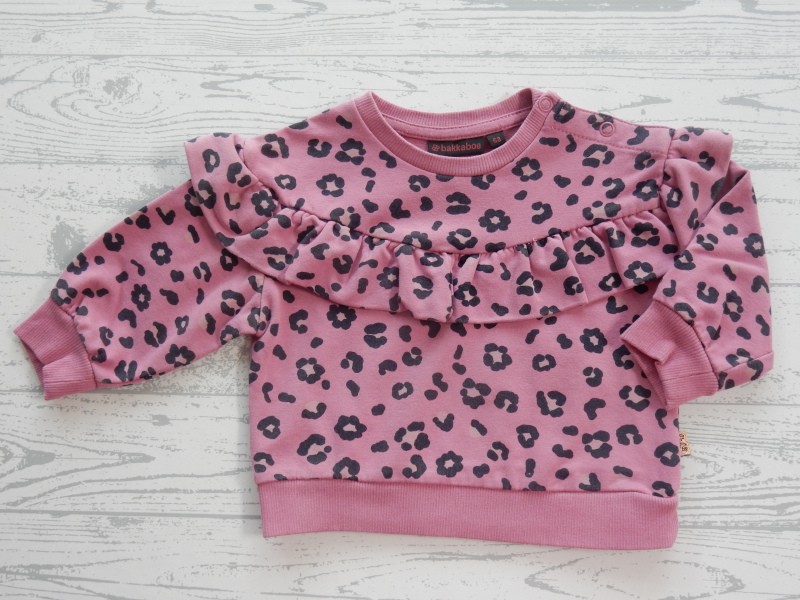 Bakkaboe sweater roze zwart animal print maat 62-68