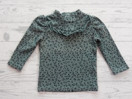 Bakkaboe longsleeve groen zwart spots ruches rib maat 68