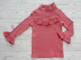Bakkaboe longsleeve tuniek ribstof donker roze ruches maat 74
