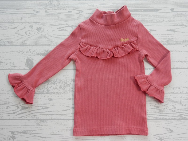 Bakkaboe longsleeve tuniek ribstof donker roze ruches maat 74