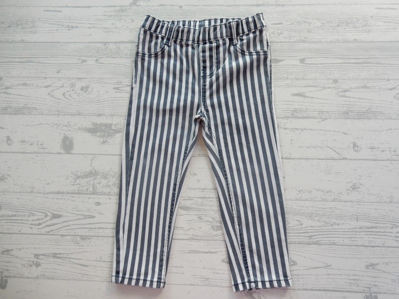 Hema broek katoen wit donkerblauw gestreept maat 92