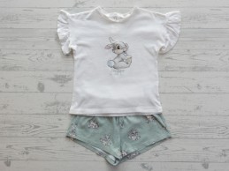 H&M shortama wit groen konijn Sweet as can Be Stampertje maat 92