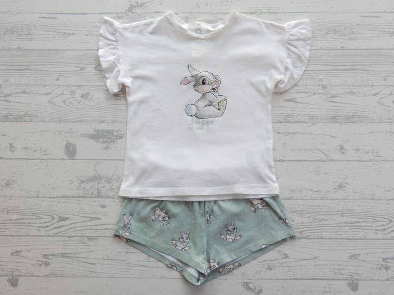 H&M shortama wit groen konijn Sweet as can Be Stampertje maat 92