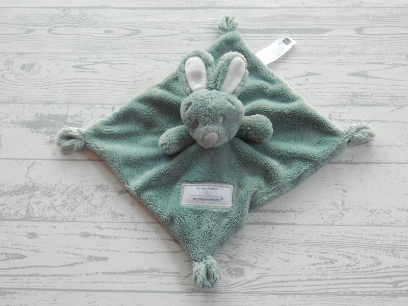 VIB pluche knuffeldoek velours groen wit konijn