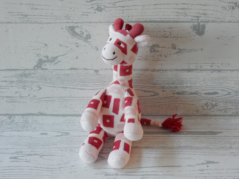 Happy Horse knuffel velours wijnrood roze giraffe klein