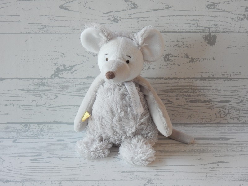 Happy Horse knuffel velours grijs wit zittend muis Milano