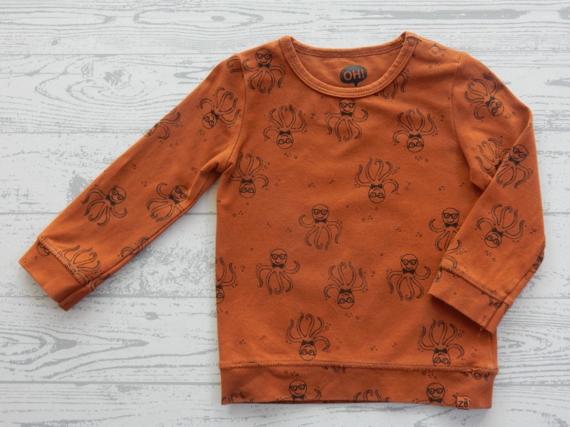 Z8 shirt longesleeve bruin copper blush zwart inktvissen Kiran maat 74