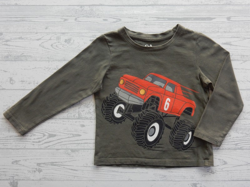 C&A kids longsleeve legergroen oranje monstertruck maat 92