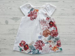 Zara baby jurk linnenlook wit rood groen bloemen maat 68-74