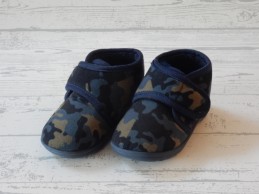 Kindersloffen klittenband blauw groen camouflageprint maat 19-20