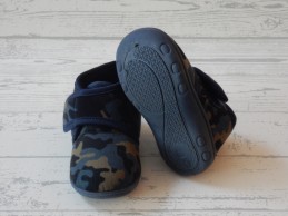 Kindersloffen klittenband blauw groen camouflageprint maat 19-20
