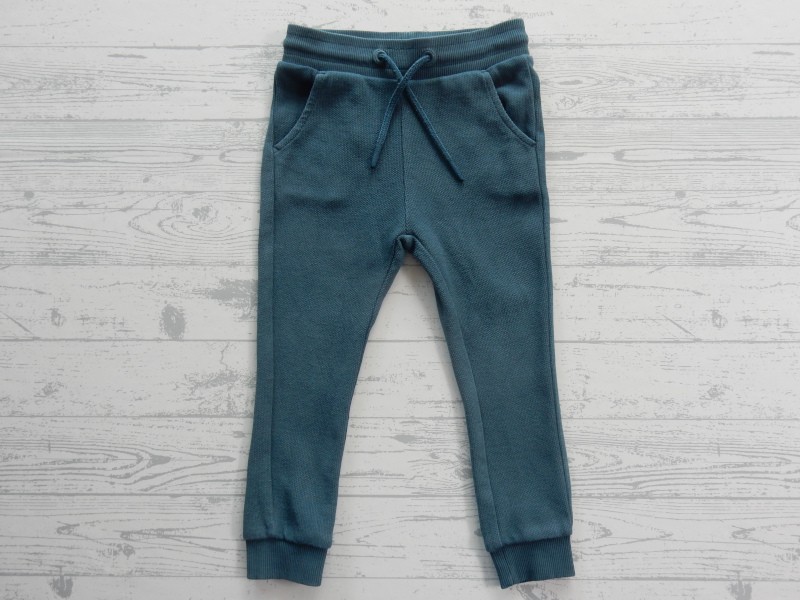 Hema joggingbroek sweatstof groenblauw petrol maat 86-92