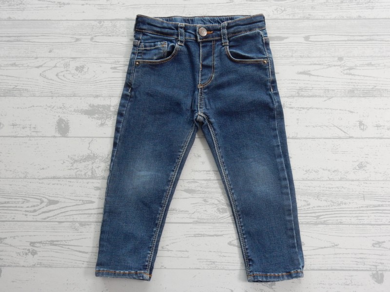 Zara baby denim spijkerbroek blauw stiksels bruin maat 92